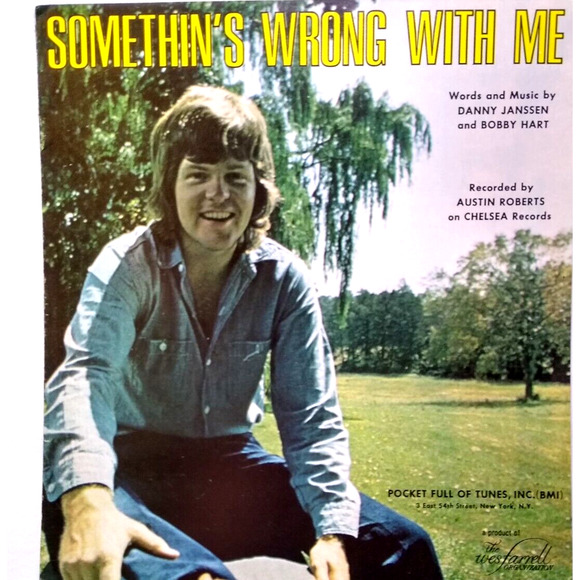 Austin Roberts Something's Wrong With Me Sheet Music 1972 Pop Soft Rock Song - Picture 1 of 4